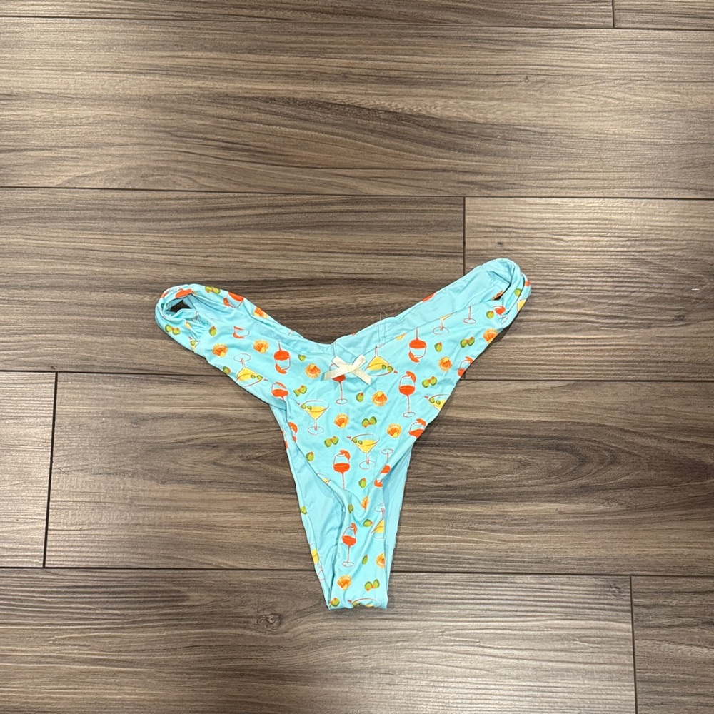Light Blue Tropical Cocktail Print bikini bottom